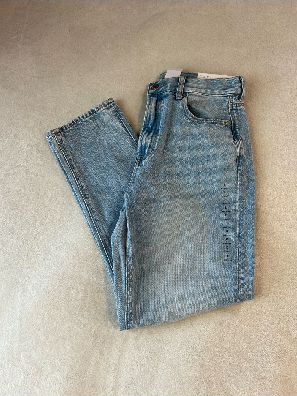 New nwt American eagle size 8 mom blue jeans uber cool 2202 ripped regular her - Picture 1 of 8